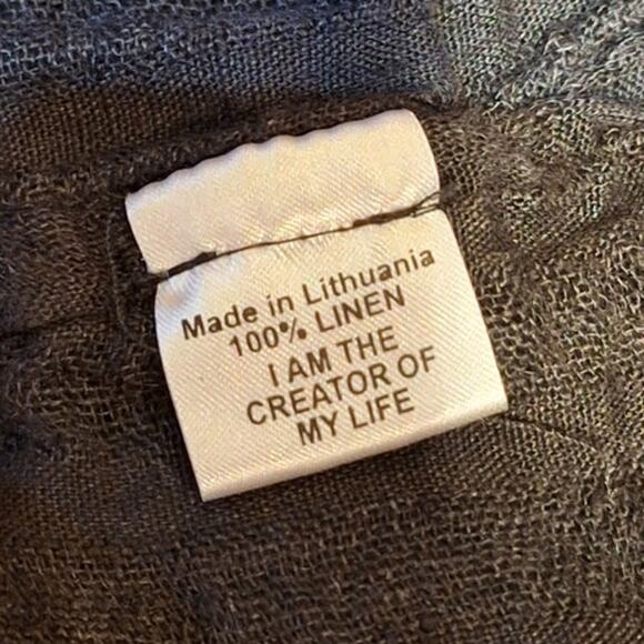 FLAX 100% Linen striped tank top black semi sheer size large flowy Lagenlook - Picture 7 of 8